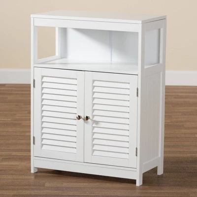 Rivera Wood And Metal 2 Door Bathroom Storage Cabinet White/Silver - Baxton Studio - Image 8