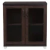 Zentra Modern And Contemporary Sideboard Storage Cabinet With Glass Doors - Dark Brown - Baxton Studio