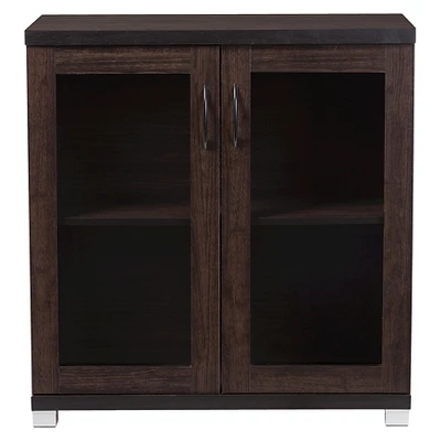 Zentra Modern And Contemporary Sideboard Storage Cabinet With Glass Doors - Dark Brown - Baxton Studio