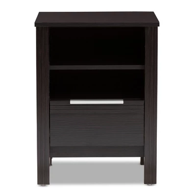 Hamish Modern And Contemporary Finished 1 Drawer Nightstand Dark Brown - Baxton Studio - Image 2