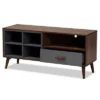 Garrick Two-Toned Wood 1 Drawer TV Stand For TVs Up To 50" Gray/Walnut Brown - Baxton Studio
