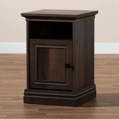 Nolan 1 Door Wood Nightstand Brown/Black - Baxton Studio - Image 7