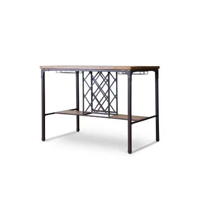 Vintner Pub Counter Height Dining Set Black/Brown - Baxton Studio - Image 3