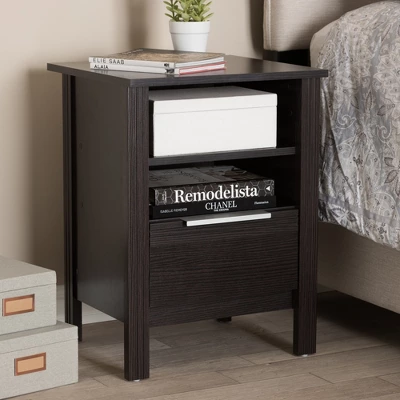 Hamish Modern And Contemporary Finished 1 Drawer Nightstand Dark Brown - Baxton Studio - Image 6