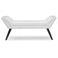 Tamblin Modern And Contemporary Faux Leather Upholstered Large Ottoman Seating Bench - White - Baxton Studio