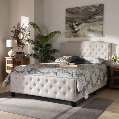 Marion Fabric Upholstered Button Tufted Panel Bed - Baxton Studio - Image 5