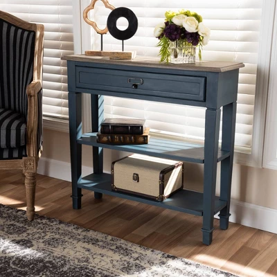 Dauphine Spruce Finished Wood Accent Console Table Blue - Baxton Studio - Image 2
