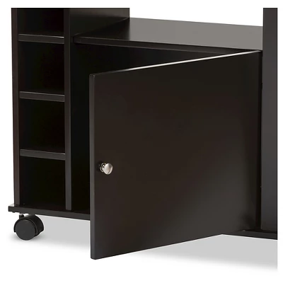 Ontario Modern & Contemporary Dark Brown Wood Modern Dry Bar & Wine Cabinet - Baxton Studio - Image 2