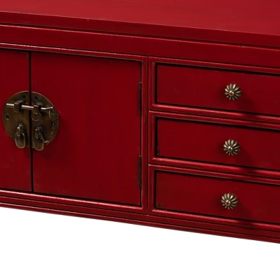 Melodie 6 Drawer Console Table Red - Baxton Studio - Image 4