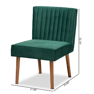 Alvis Velvet Upholstered And Wood Dining Chair - Baxton Studio - Image 9