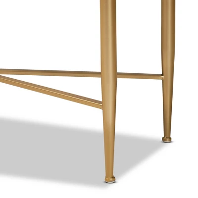 Galia Wood And Metal 1 Drawer Console Table White/Gold - Baxton Studio - Image 5