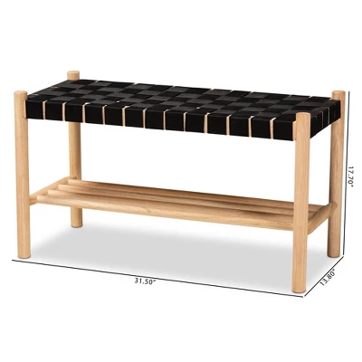 Cadmus Rustic Wood Bench Black/Oak Brown - Baxton Studio - Image 9