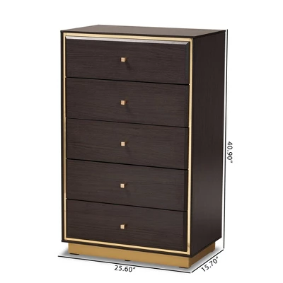 Cormac Wood And Metal 5 Drawer Storage Chest - Baxton Studio - Image 9