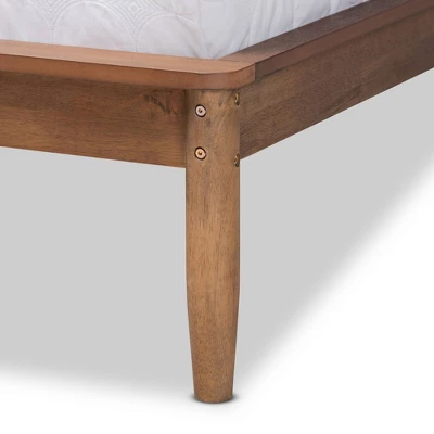 Sadler Mid-Century Modern Platform Bed Walnut/Brown - Baxton Studio - Image 4
