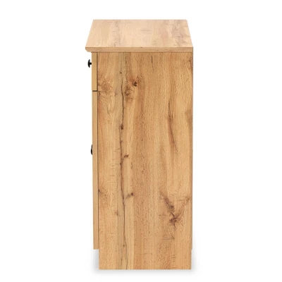 Lauren Wood 2 Door Buffet Kitchen Cabinet Oak Brown/Black - Baxton Studio - Image 3