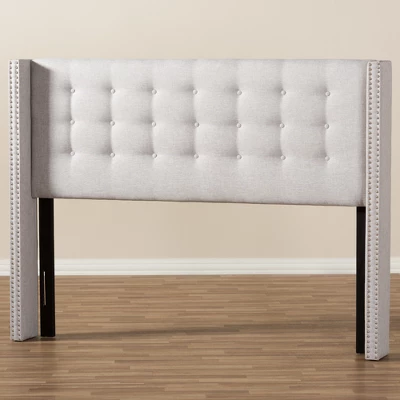 King Ginaro Modern Tufted Nail Head Winged Headboard Gray - Baxton Studio - Image 3