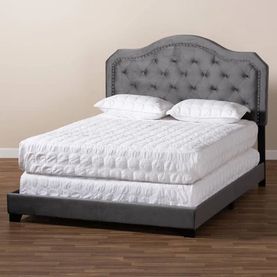 Samantha Velvet Upholstered Button Tufted Bed - Baxton Studio - Image 6