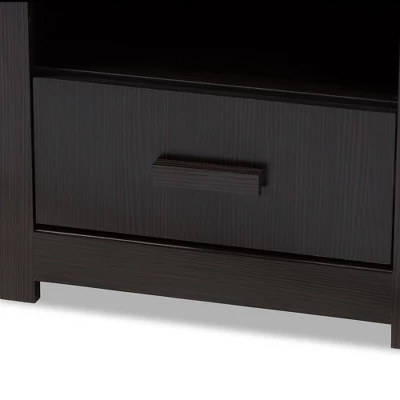 Bienna Modern And Contemporary Finished 1 Drawer Nightstand Dark Brown - Baxton Studio - Image 4
