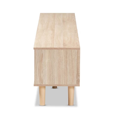 Clapton Wood TV Stand For TVs Up To 75" Gray/Brown - Baxton Studio - Image 3