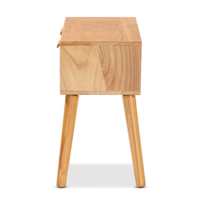 Falan Wood With Rattan 2 Drawer Console Table Oak Brown - Baxton Studio - Image 5