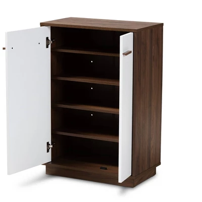 Mette Walnut Finished Wood Shoe Cabinet White - Baxton Studio - Image 8