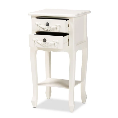 Eliya Wood 2 Drawer Nightstand White - Baxton Studio - Image 2