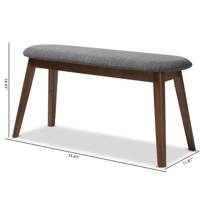 Baxton Studio Easton Mid Century Modern Walnut Finished Wood Fabric Upholstered Bench - Image 7
