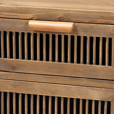 Clement 1 Door And 1 Drawer Wood Spindle Nightstand Brown - Baxton Studio - Image 4