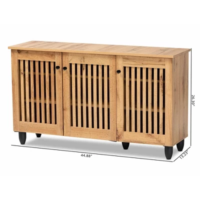 Fernanda Wood 3 Door Cabinet Oak Brown/Black - Baxton Studio - Image 7