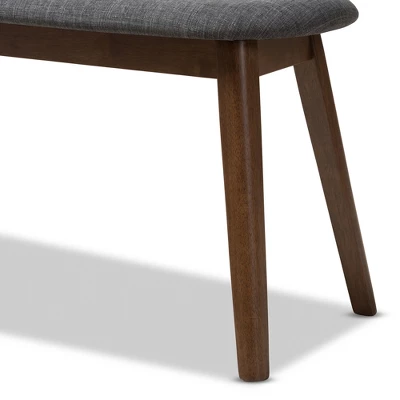 Baxton Studio Easton Mid Century Modern Walnut Finished Wood Fabric Upholstered Bench - Image 3
