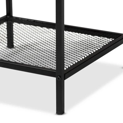 Overton Wood And Metal End Table Oak/Black - Baxton Studio - Image 3
