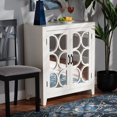 Garcelle Wood And Mirrored Glass 2 Door Sideboard White - Baxton Studio - Image 7