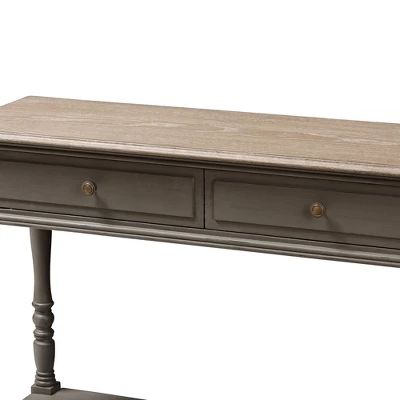 Noemie Country Cottage Farmhouse Finished 2 Drawer Console Table Brown - Baxton Studio - Image 4