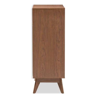 Calypso Mid - Century Modern Wood Storage Shoe Cabinet - Brown - Baxton Studio - Image 3