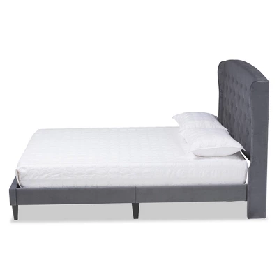 Joanna Velvet Fabric Upholstered And Wood Platform Bed - Baxton Studio - Image 2