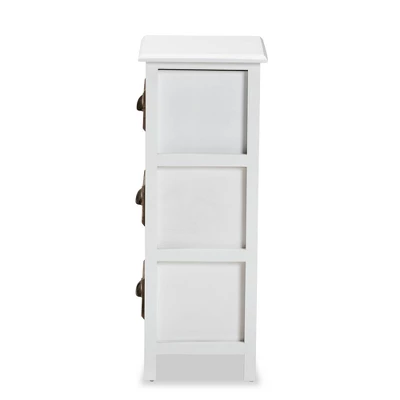Fanning Two-Tone Wood 3 Drawer Storage Unit White/Brown - Baxton Studio - Image 4