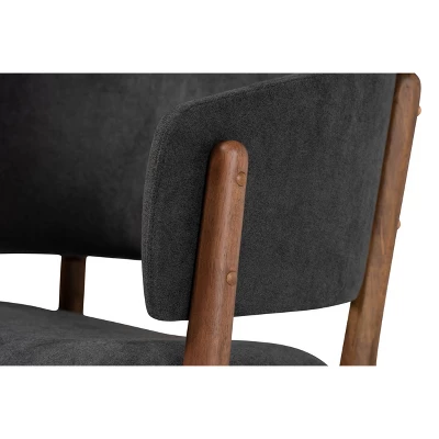 2pc Baron Fabric Upholstered And Wood Living Room Accent Chair Set - Baxton Studio - Image 3