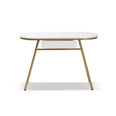 Mabel Metal Console Table With Faux Marble Tabletop Gold - Baxton Studio - Image 2