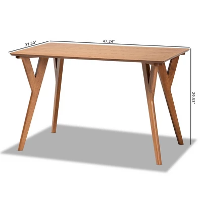 Sahar Mid-Century Wood Dining Table Walnut/Brown - Baxton Studio - Image 7