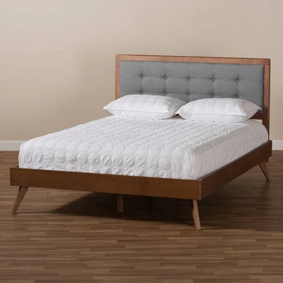 Ines Walnut Finished Wood Platform Bed - Baxton Studio - Image 3