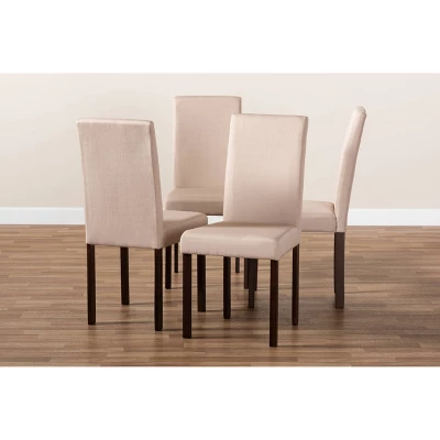 Set Of 4 Andrew Contemporary Espresso Wood Finish Fabric Dining Chairs Beige - Baxton Studio - Image 4