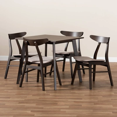 5pc Britte Fabric Upholstered Wood Dining Set - Baxton Studio - Image 6
