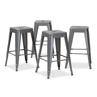 4pc Horton Metal Stackable Counter Stool Set - Baxton Studio - Image 8