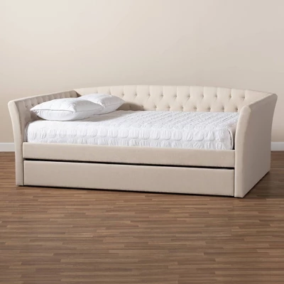 Delora Upholstered Daybed With Trundle Beige - Baxton Studio - Image 8