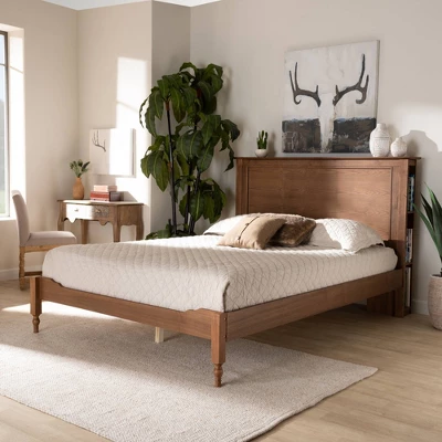 Danielle Wood Platform Storage Bed With Built-In Shelves Ash Walnut - Baxton Studio - Image 5