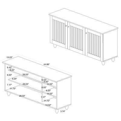 Fernanda Wood 3 Door Cabinet Oak Brown/Black - Baxton Studio - Image 8