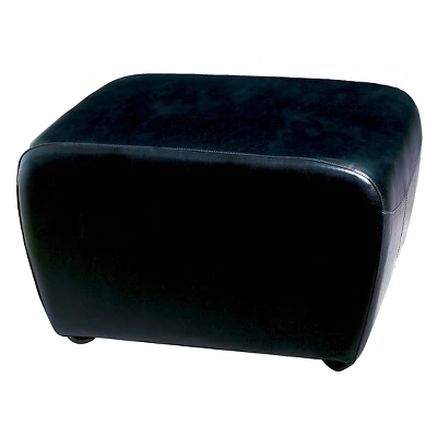 Full Leather Ottoman With Rounded Sides Black - Baxton Studio
