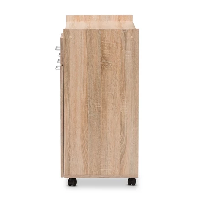 Charmain Modern And Contemporary Light Oak And Finish Kitchen Cabinet White/Brown - Baxton Studio - Image 3