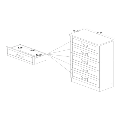 Colburn Wood 5 Drawer Tallboy Storage Chest Oak Brown - Baxton Studio - Image 7