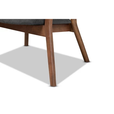 2pc Baron Fabric Upholstered And Wood Living Room Accent Chair Set - Baxton Studio - Image 4